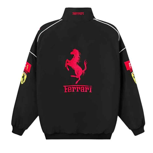 Elevate Your Style with the Ferrari-Inspired Racing Jacket – Black