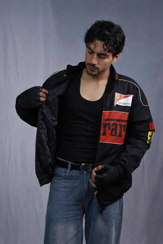 Elevate Your Style with the Ferrari Racing Jacket – Premium Black & Red Edition