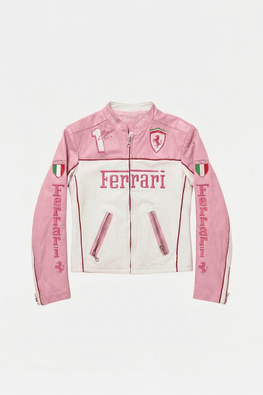 Ferrari-Inspired Pink Racing Jacket for Girls