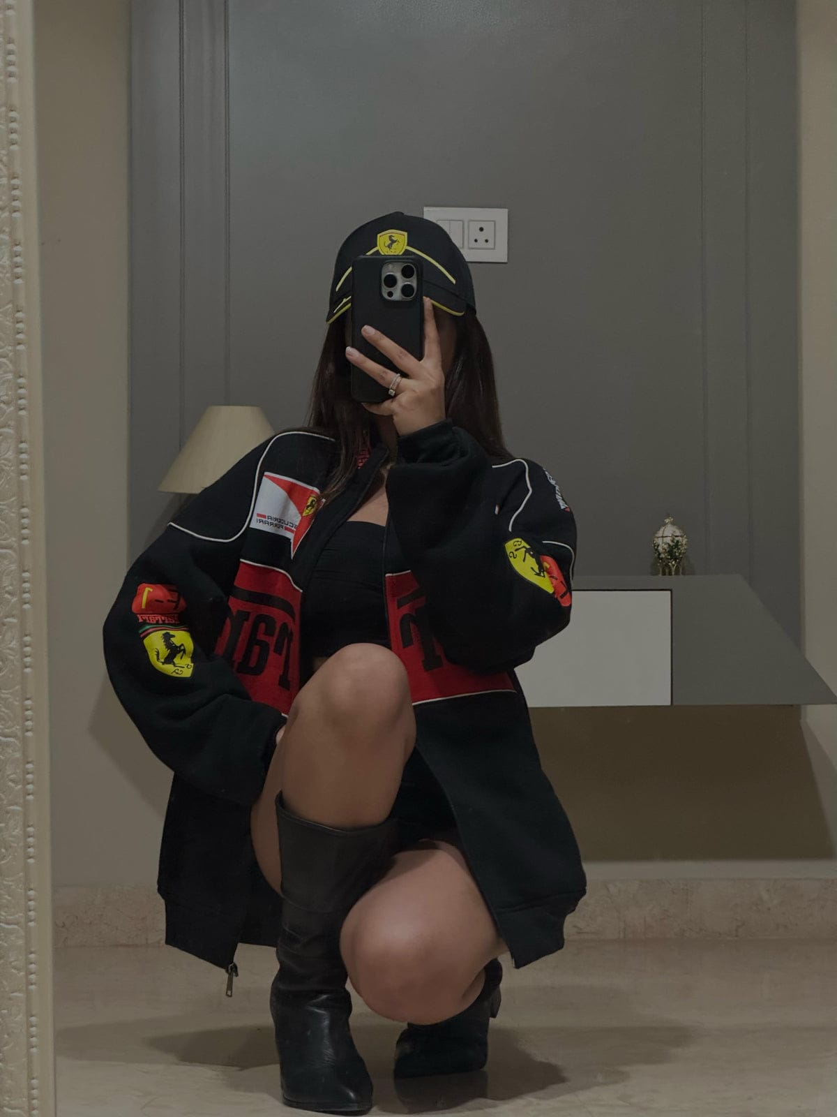 Ferrari-Inspired Racing Jacket – Black