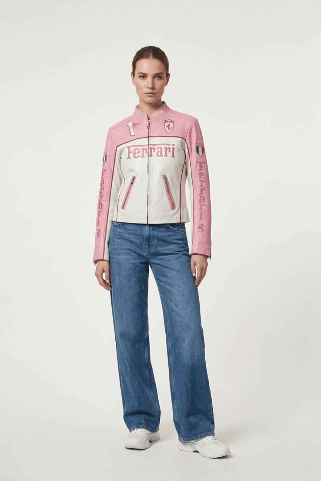 Ferrari-Inspired Pink Racing Jacket for Girls