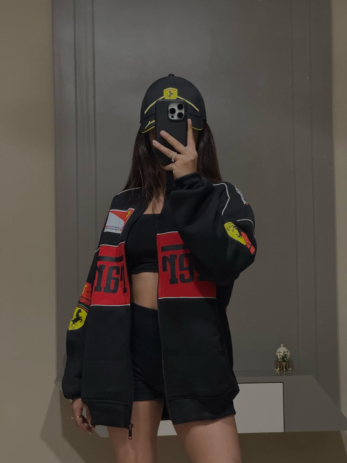 Ferrari-Inspired Racing Jacket – Black