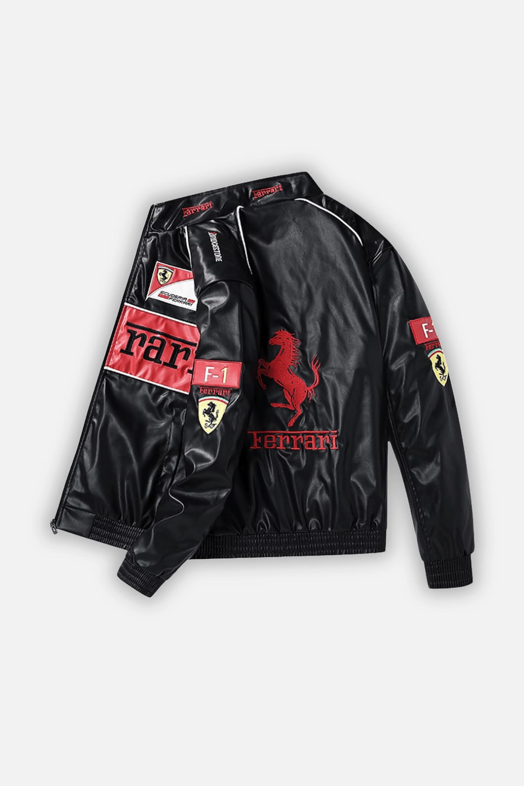 Ferrari Racing Jacket – Premium Embroidered Leather Edition