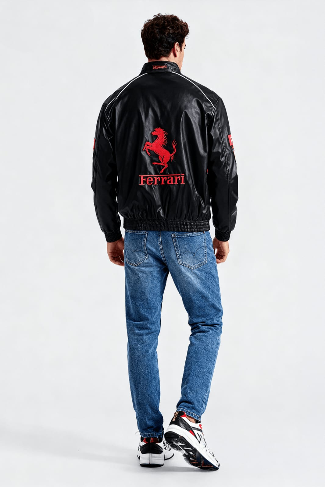 Ferrari Racing Jacket – Premium Embroidered Leather Edition