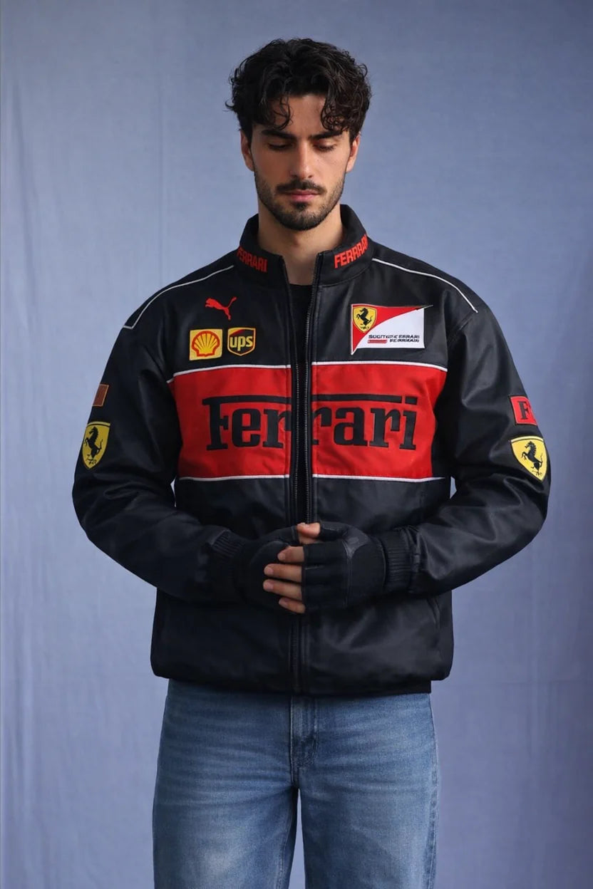 Ferrari Black &amp; Red Racing Jacket – Premium Motorsport Edition