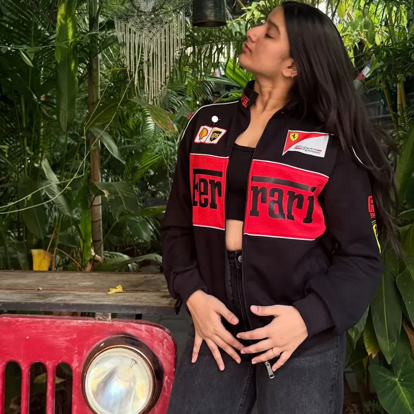 Ferrari Black &amp; Red Racing Jacket – Premium Motorsport Edition