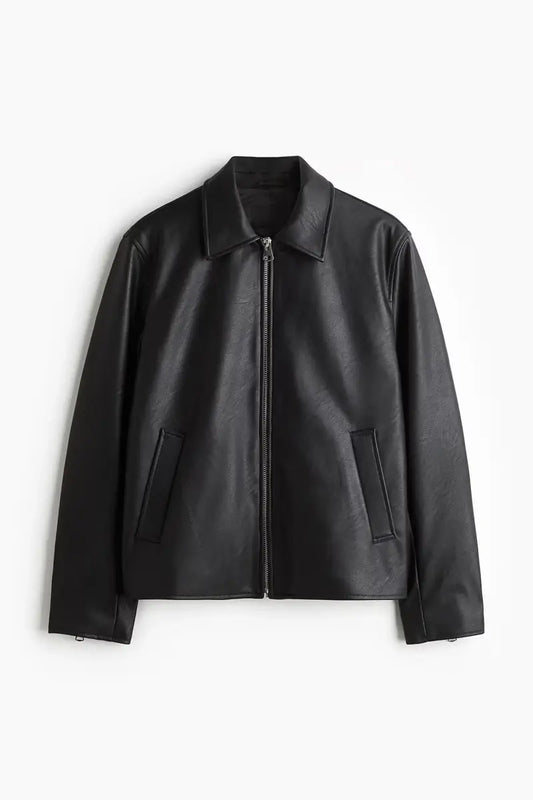 Wearcraft Black Boxy Leather Jacket – Streetwear Essential