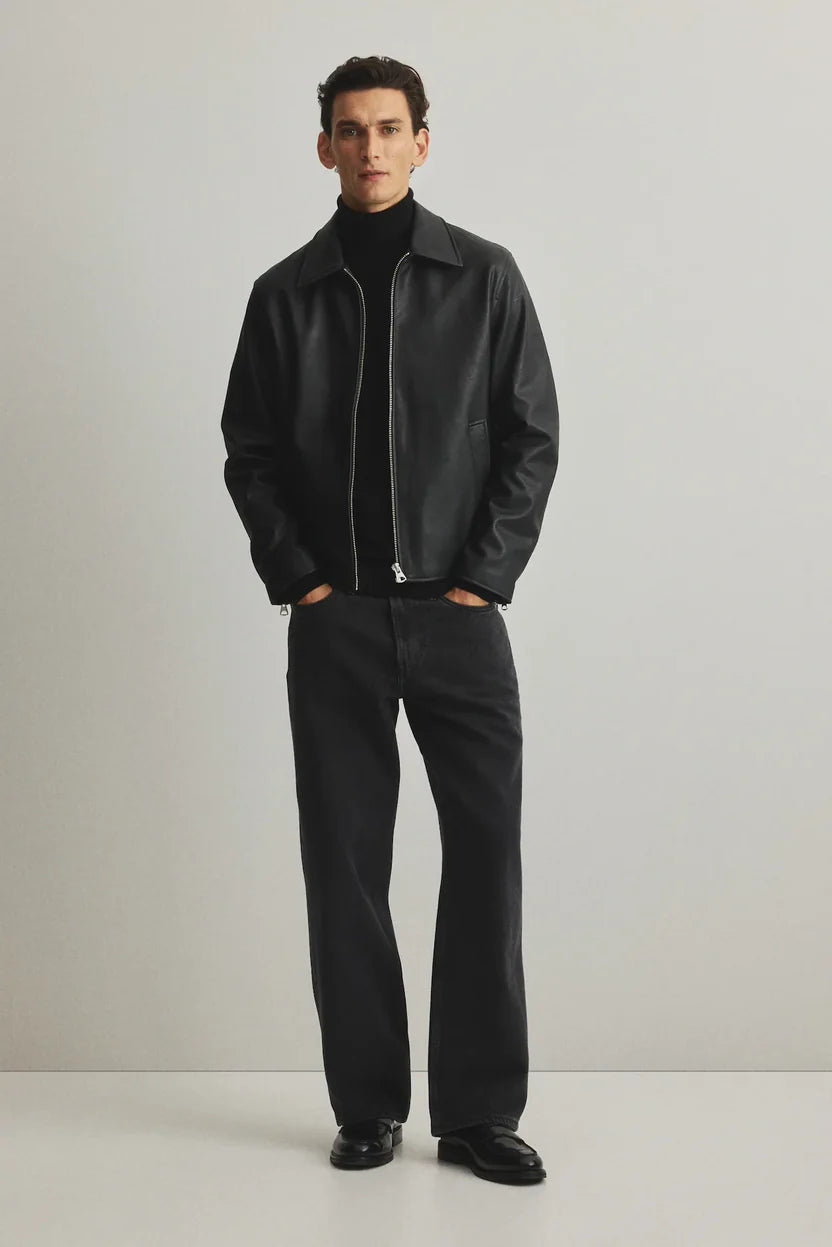 Wearcraft Black Boxy Leather Jacket – Streetwear Essential