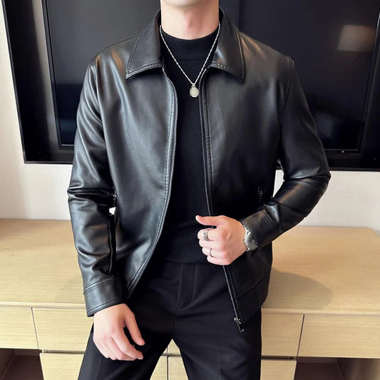 WearCraft Men’s Lightweight Faux Leather Biker Jacket – Streetwear Edition