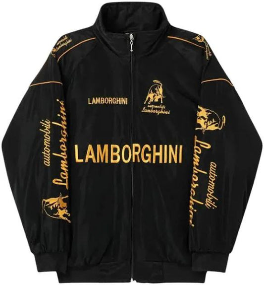 Lamborghini Black Racing Jacket – Bold Yellow Edition