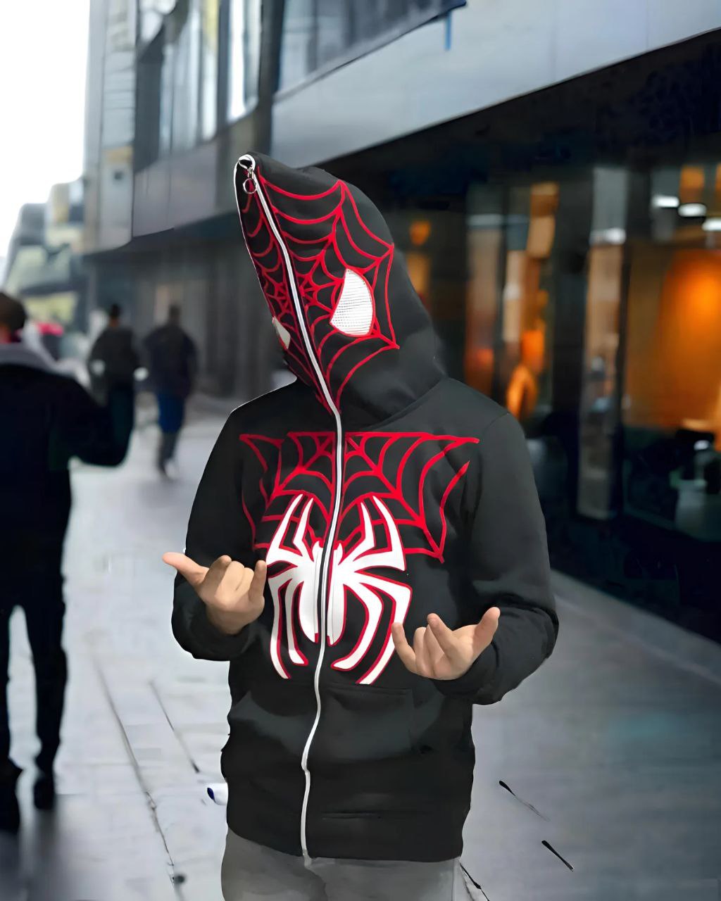 WearCrafts Premium Spider Graphic Zip Hoodie