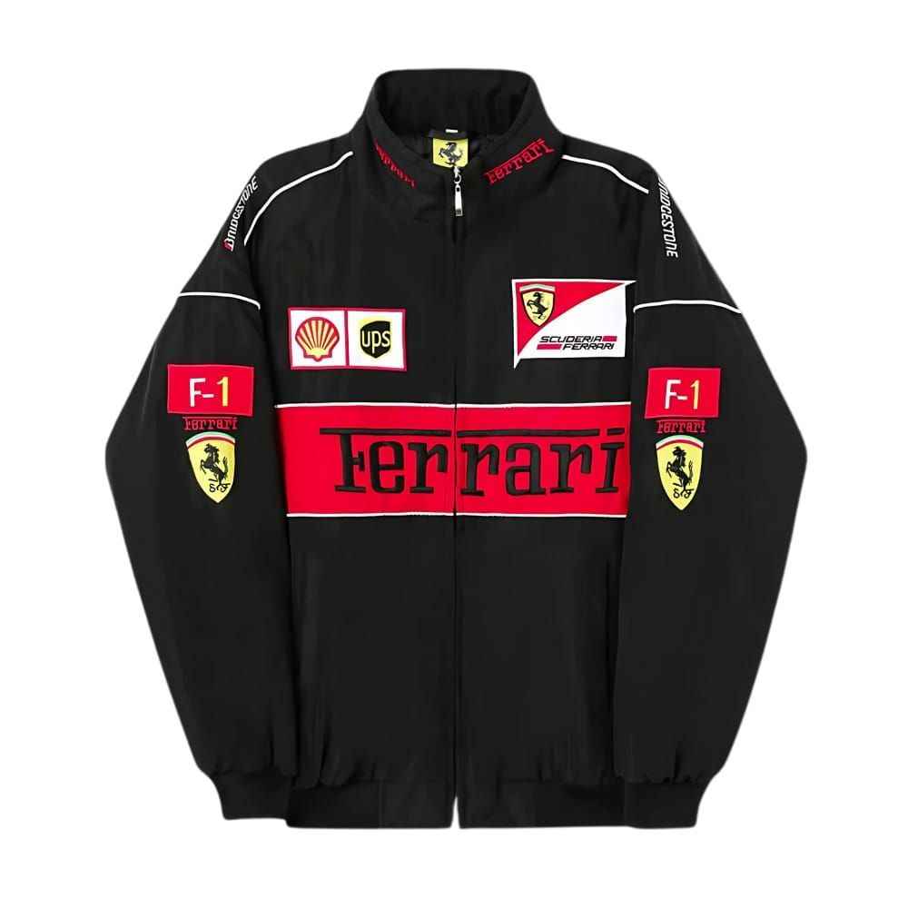 Elevate Your Style with the Ferrari-Inspired Racing Jacket – Black
