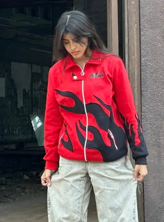 Red Flame Patch Motorsport Jacket – Wearcraft Edition