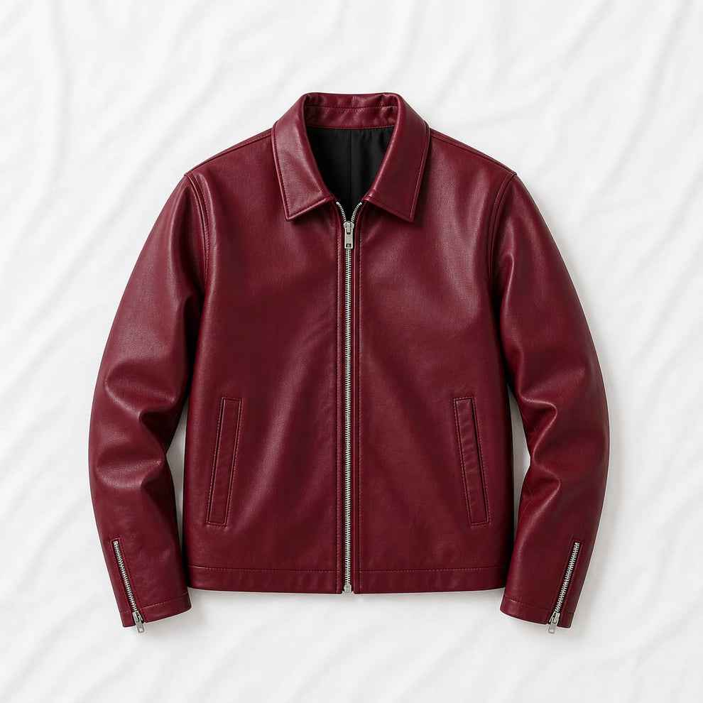 ❤️ Wearcrafts Crimson Edge Leather Jacket – Burgundy 🔥