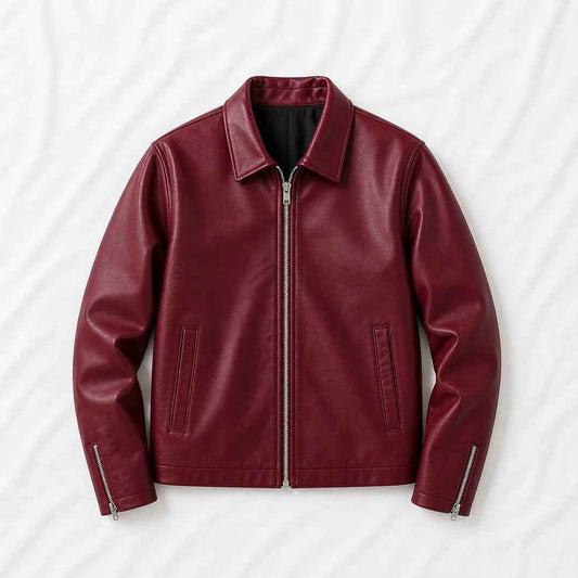 ❤️ Wearcrafts Crimson Edge Leather Jacket – Burgundy 🔥