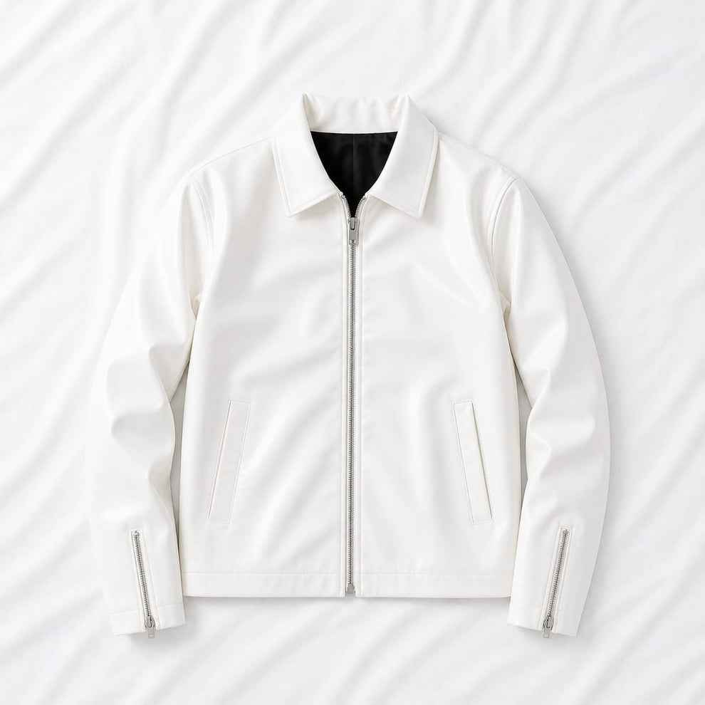 Wearcraft Rebel Boxy Cropped Leather Jacket | Premium Unisex Streetwear – White