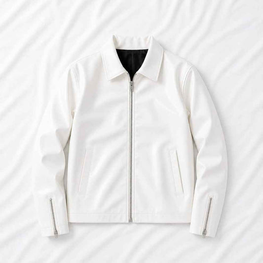 Wearcraft Rebel Boxy Cropped Leather Jacket | Premium Unisex Streetwear – White