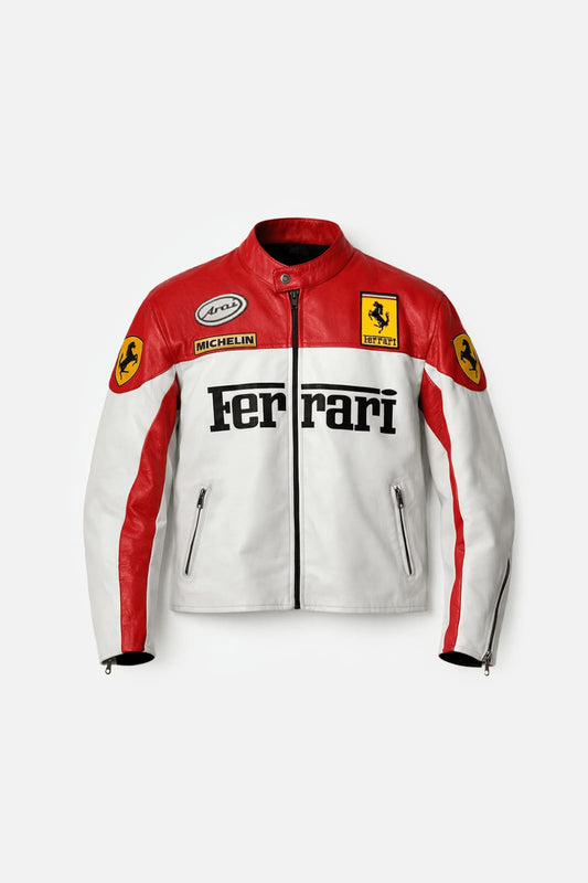 Ferrari Racing Jacket – Premium Embroidered Leather Edition