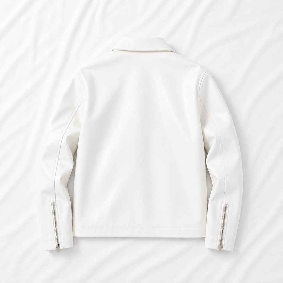 Wearcraft Rebel Boxy Cropped Leather Jacket | Premium Unisex Streetwear – White