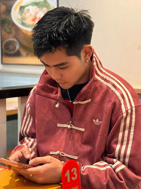 Wearcraft CNY-Inspired Streetwear Jacket – Maroon Suede Edition