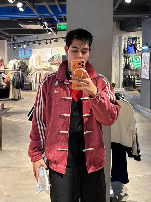 Wearcraft CNY-Inspired Streetwear Jacket – Maroon Suede Edition